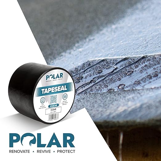 Polar TapeSeal Black - 5" x 5 ft | Rubberised Waterproof Tape for Leaks & Cracks on Roofs, PVC Pipes, Downpipes, Plumbing & Gutters | All-Purpose Indoor & Outdoor Sealant Tape for Lasting Protection