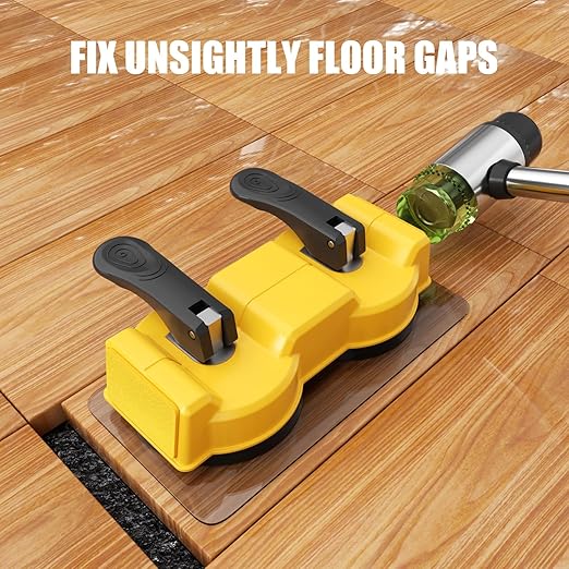 Floor Gap Fixer Tool Kit, Dual Head Double Suction Cups with Mallet & 4 Pads for Laminate Vinyl Hardwood Floor Installation Repair Tile, 2 Way Striking Design for Tight Spaces