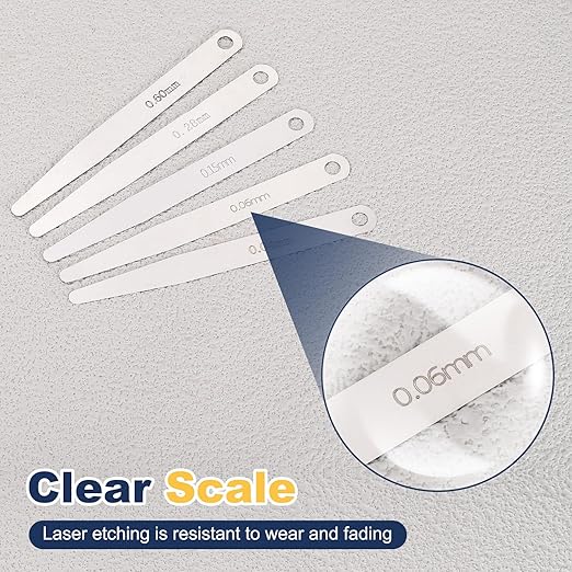 HARFINGTON 3pcs Metric Thickness Feeler Gauge 0.23mm Single Blade Oval Feeler Gauge 3CR-13 Stainless Steel Gap Measuring Tool for Repair Valve Guitar Spark Plug