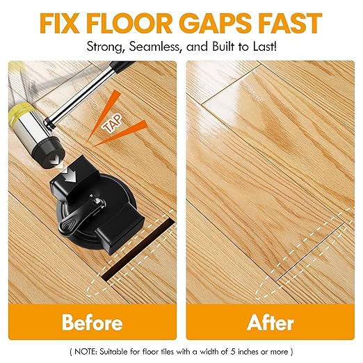 Iron Floor Gap Fixer Tool with Suction Cup, Dual Striking Heads & 4 Adhesive Pads, Floor Gap Tool for Laminate, Hardwood, Tile & Vinyl Floors