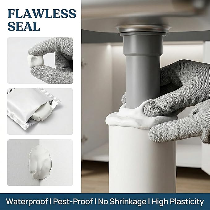 Duct Seal Putty Waterproof Sealant Clay Mastic for AC Holes Repair Sealing Clay Quick Mending Mud for wall Hole and Drain Connection Repair