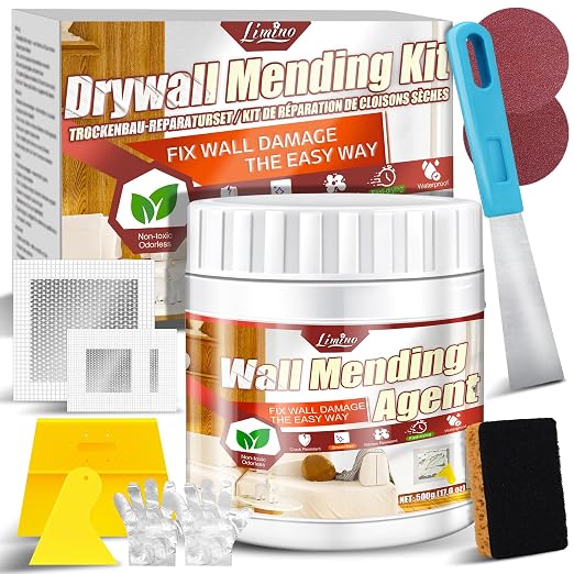 Drywall Repair Kit, 17.6oz Wall Patch Set for Fast Wall Hole Repair | Wall Spackle Repair Paste with Complete Accessories, Drywall Patch Kit, Easy Solution for Wall Hole Filler