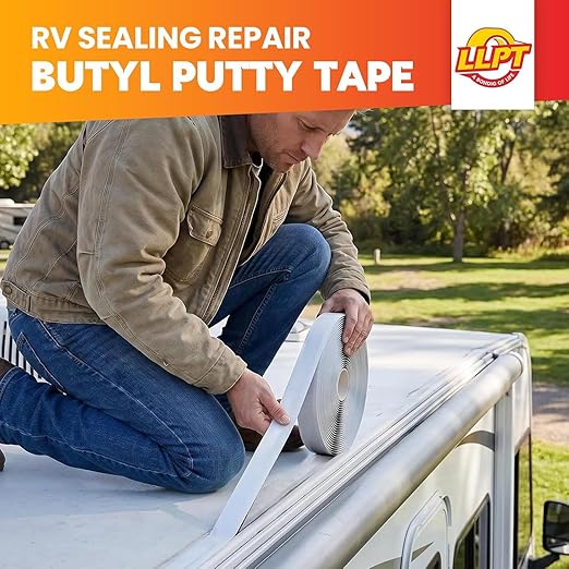 LLPT Butyl Tape White 3/4 Inch x 33Ft Tight Seal for Leak Proof EPDM RV Repair Window Glass Boat Sealing Roof Pipe Patching(WST343)