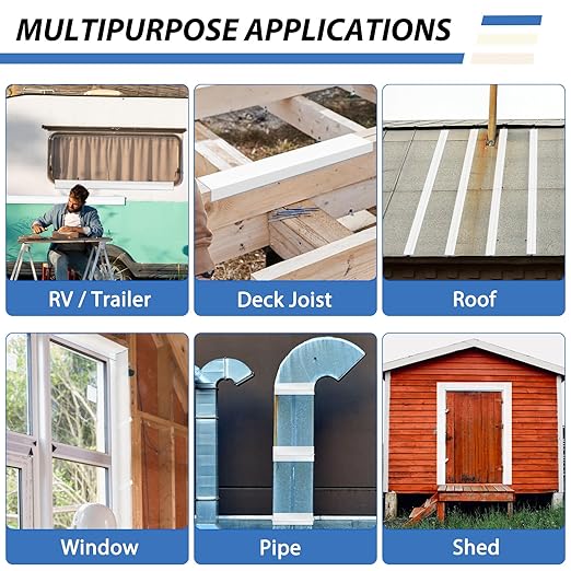 BXI Fluorocarbon Membrane Butyl Waterproof Tape, 4 Inch X 32 Feet Self-Adhesive Premium White Metal Roof Flashing Sealant, Leak Stop Patch Seam Sealer for Roofing, RV, Deck Joist, Window, Pipe Repair