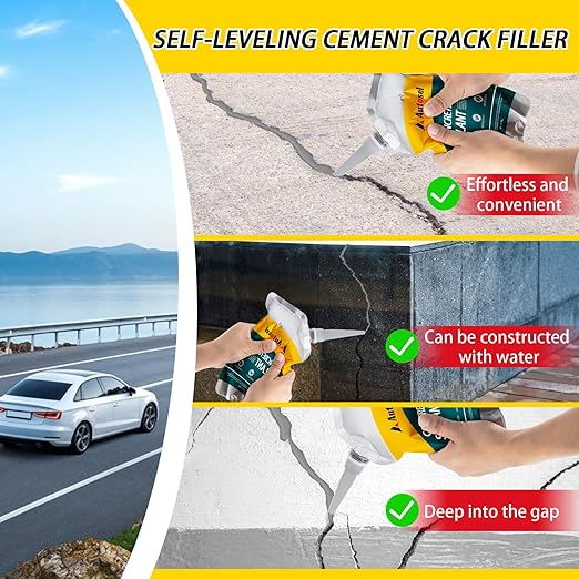Concrete Crack Filler, Self-Leveling Cement Crack Filler, Fast-Drying Waterproof Concrete Repair Sealant, Durable Asphalt & Driveway Crack Filler for Sidewalk, Patio & Expansion Joint Repair — 4 PCS