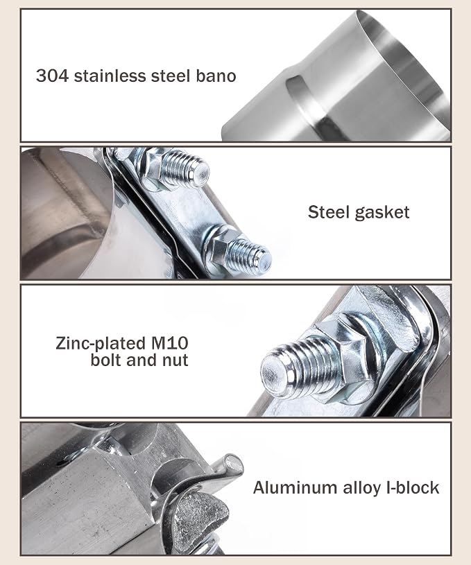 Bylikeho 4-5" Stainless Steel Exhaust Clamp - Lap Joint Coupler Sleeve Band for Exhaust Tubing (2.5")