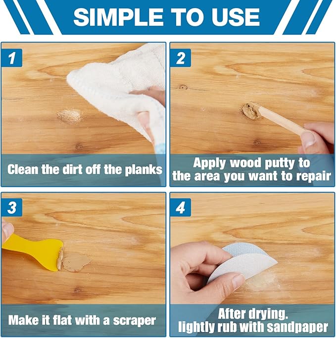 Deuvuo Natual Wood Putty, Wood Putty Filler - Our Wood Grain Filler Offers a Quick and Lasting Fix for Any Damage or Flaw - Paintable, Stainable, Sandable & Quick Drying - 9.87 Ounce