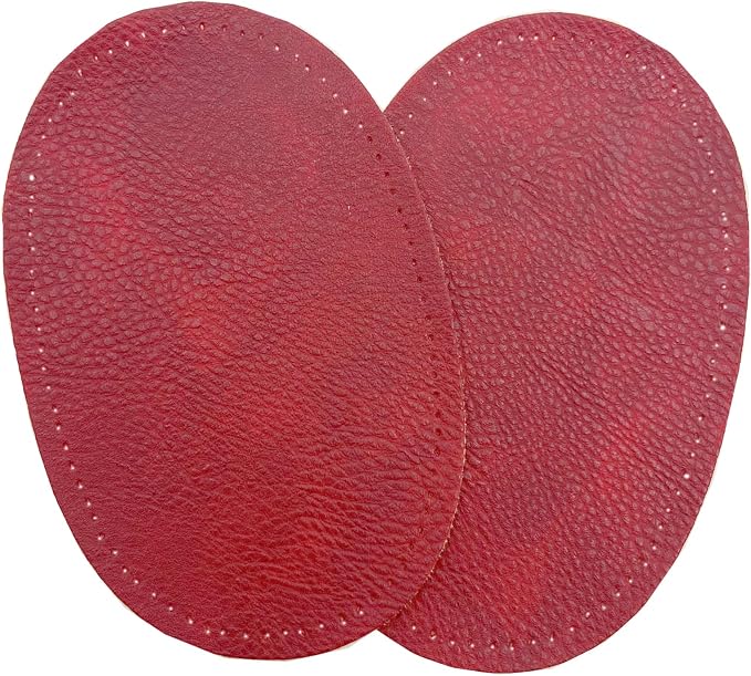 BeeSpring 2 Pieces Pu Leather Patch Sew on Patches Repir Elbow Knee for Clothes Clothing Accessories - Dark Red