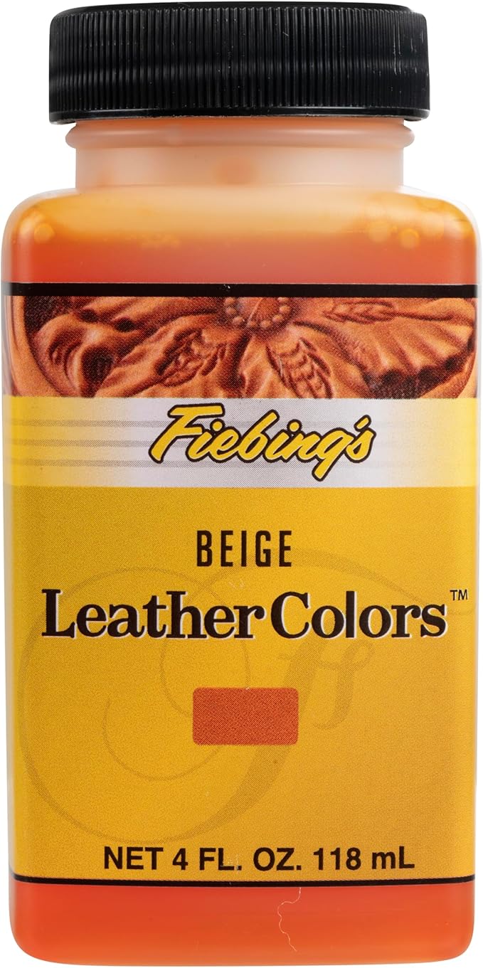 Fiebing's LeatherColors (4 Fl Oz, Beige) - Leather Dye for Natural Leather - Water-Based, Non-Flammable Formula - Permanent & Penetrating Color for Shoes, Boots, Furniture - Safe for Institution Use