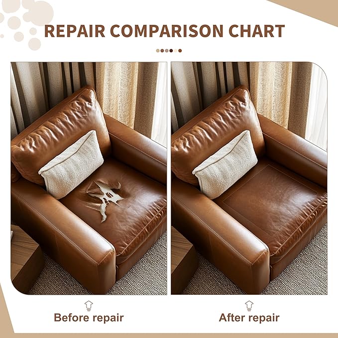 TIANLDD Leather Repair Tape,16 x 80 Inches Self Adhesive Leather Repair Patch，Leather Repair Kit for Furniture，Couches,Car Seats,Cabinets,Handbags(Beige-Fine Lines)