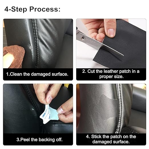 ILOFRI Self Adhesive Leather Repair Patch Tape 3x60 inch, Vinyl and Leather Repair Kit for Couches, Furniture, Car Seat, Boat Seat, Sofa, Vinyl Upholstery, Chair, Interior - Beige White
