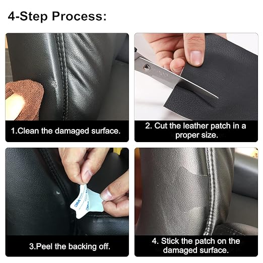ILOFRI Leather Repair Patch 8x11 inch 2 Pcs, Durable Self Adhesive Vinyl and Leather Repair Kit for Couch, Car Seats, Boat Seat, Furniture, Upholstery, Auto Interior, Sofa, Chair -Navy Blue
