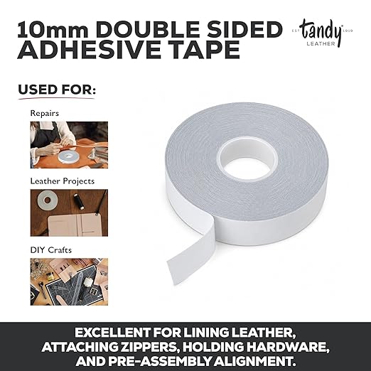 Tandy Leather Tanner's Bond Adhesive Tape - Mess Free Alignment for Stitching and Sewing Projects - Thin Double Sided Tape for Precise Leathercraft Work - 5 mm x 20 m