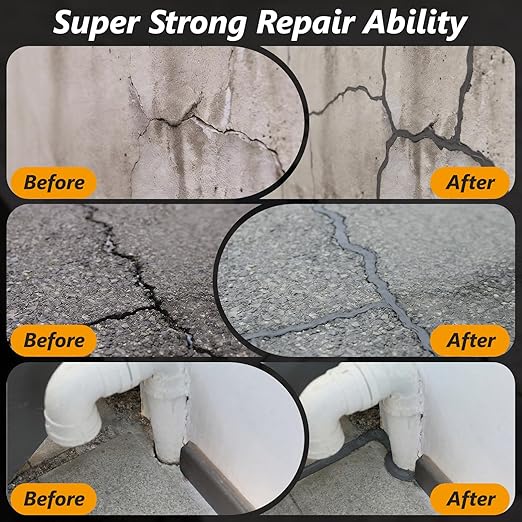Concrete Crack Filler,5 LB High Elasticity Cement Crack Filler,Self-Leveling Quick-Drying & Waterproof Concrete Caulk,Concrete Repair for Driveway,Walkway,Patio,Joint,Indoor and Outdoor,Grey (80oz)