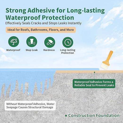 YKF Transparent Waterproof Sealant 12 Oz, Clear Water-Based Leak Repair Coating for Roof, Wall, Bathroom, Shower, Kitchen, Concrete, Wood, Metal, Indoor & Outdoor