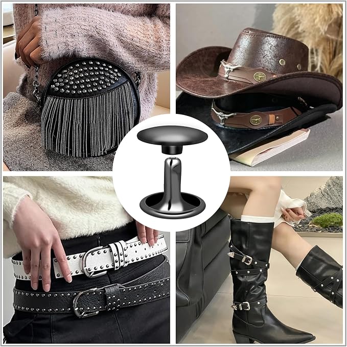 CooBigo 200Sets 12mm Double Round Cap Leather Rivets, Tubular Metal Rivets Spikes Studs, Leather Rivets for Leather Key Fob Clothing Pets Collar Boots Bags Belt Repair and Decoration (Gun Black)