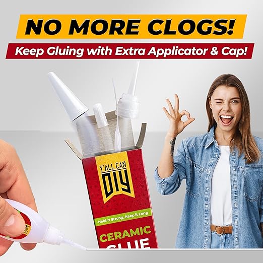 Y'allCanDiy Waterproof Super Glue for Ceramic - Ceramic Glue Repair for Pottery, No Smell After Cure. Best Cyanoacrylate Based Adhesive for China and Porcelain