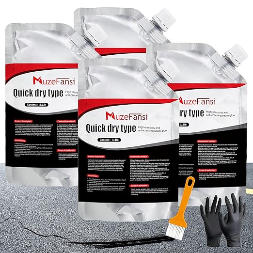 Asphalt Crack Filler, Crack Repair Sealant, Driveway Crack Sealer for Asphalt & Blacktop, Fast-Drying, Weather-Resistant, Easy to Apply Pavement Repair Sealant(4 Pcs,4.4LB)