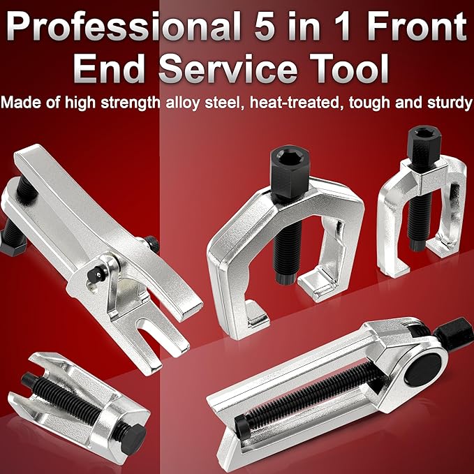 5pcs Ball Joint Separator Pitman Arm Puller, Tie Rod End Tool for Ball Joint Press Kit, Front End Service Kit, Splitter Removal Kit