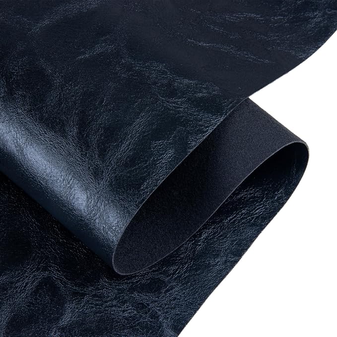 Faux Leather Fabric Sheet, 12 x 54 Inches, Texture Synthetic Material for DIY Crafts, Leather earings,Upholstery, Automotive, Sofa Projects Individual 1/3 Yard Cut (Black, 1/3 Yard)