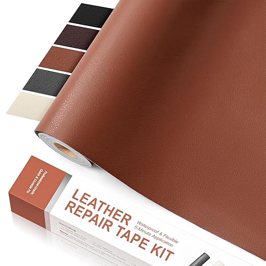 Leather Repair Tape, self-Adhesive Leather Repair Patch, for car seat Repair, Suitable for Sofas, Furniture, Seats, Strong Adhesive Leather Repair Tape (Brown, 15.7 x 78.7in)