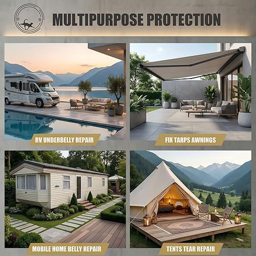 Frienda 6 Inches x 20 Feet RV Underbelly Tape RV Underbelly Material Corrugated Waterproof Flex Belly Tape Thick Adhesive Patch Sealing Mobile Home Camper Travel Trailer Tear Repair