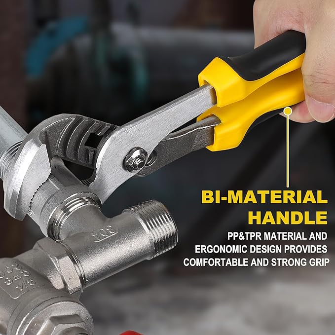 TOPLINE 4-piece Groove Joint Pliers Set with Bi-Material Handles, Tongue and Groove Pliers Set Included 12-in, 10-in, 8-in and 6-in, Perfect for Plumbing Repair and Basic Home Maintenance