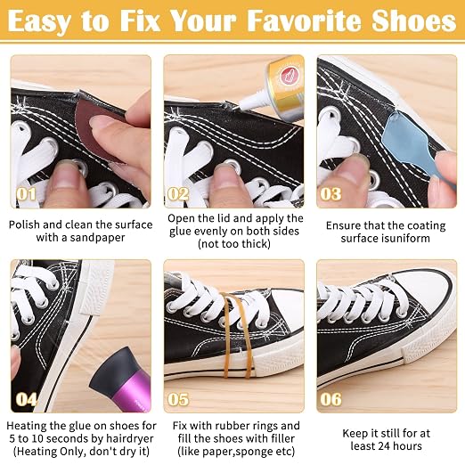 Evatage Waterproof Shoe Glue Kit for Sole Repair - Adhesive for Sneakers, Boots, Leather Handbags, Heels Fix