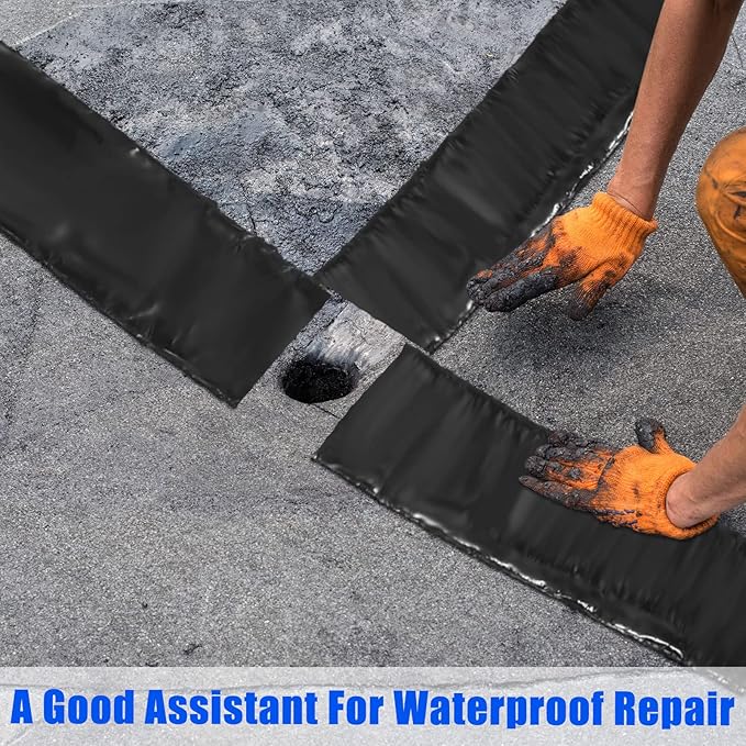 Fabbay 2 Rolls 4 Inch Asphalt Crack Filler Tape Asphalt Tape for Driveway Repair Joint and Crack Sealer for Tarmac Parking Lot Roof Cement Road, 50 Feet Each Roll