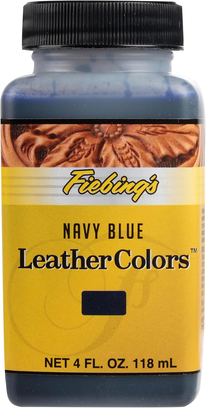 Fiebing's LeatherColors (4 Fl Oz, Navy Blue) - Leather Dye for Natural Leather - Water-Based, Non-Flammable Formula - Permanent & Penetrating Color for Shoes, Boots, Furniture - Safe for Institutions