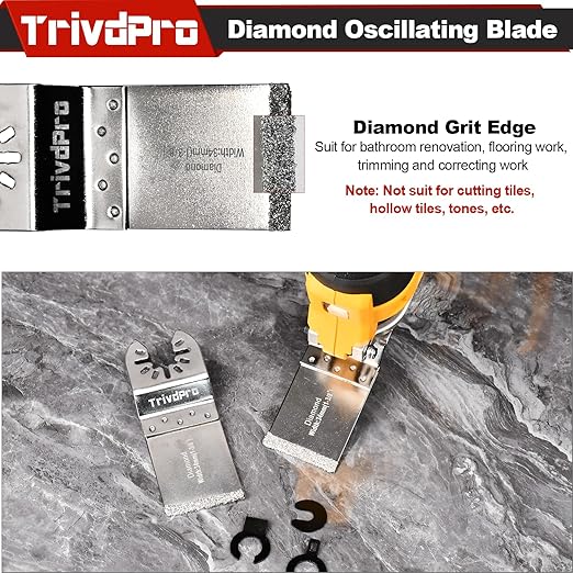 TrivdPro 15pcs Grout Remover Tool Carbide Oscillating Multi Tool Blades Diamond Grout Removal Blade Tools for Tile, Concrete, Masonry, Cleaning Mortar