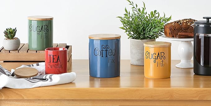 DII Kitchen Accessories Retro Collection, Ceramics, Canister Set, Honey, 3 Piece