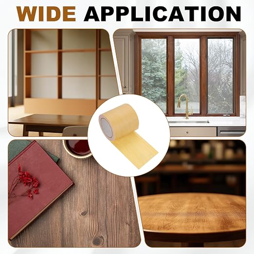 uxcell Wood Grain Repair Tape, 2.2" x 15ft Self Adhesive Wood Grain Colored Duct Tape Waterproof Repair Patch for Furniture Floor Scratch Fix, Baseboards, DIY Decor, Maple Yellow