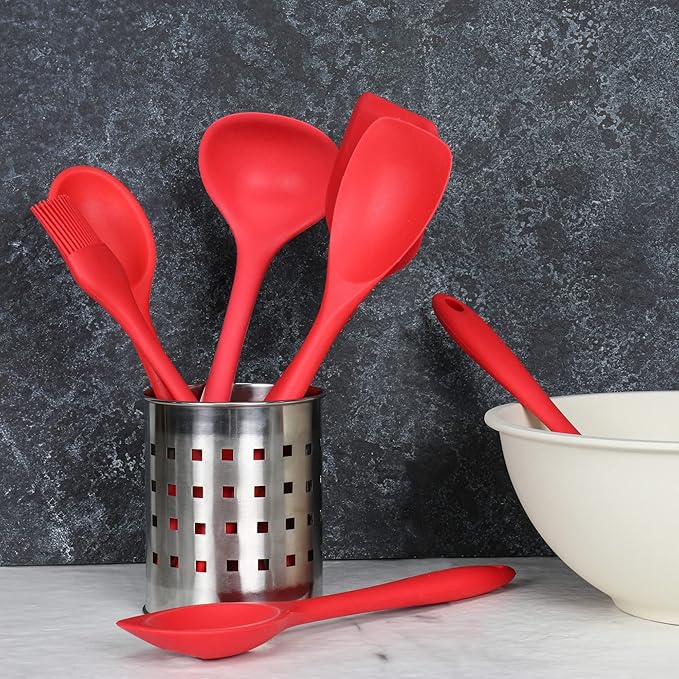 Chef Craft Premium Silicone Spoon Spatula, 11.5 inch, Red