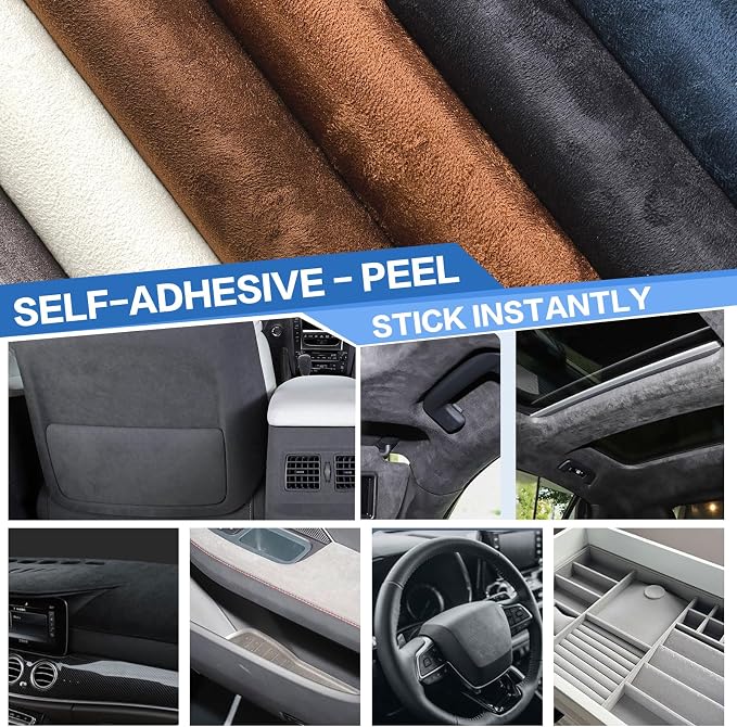 Suede Repair Patch, 8x79 inch Large Faux Suede Leather Fabric，Self-Adhesive Fabric Patches for Furniture, Couch, Sofa, Car Interior, Shoes, Hand Bag, Jewelry Boxes ﻿ (Dark Brown)