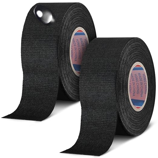 Outus Wire Harness Cloth Electrical Tape Wire Loom Harness Automotive Heat Proof Cloth Tape for Automotive Electrical Wrap Protection Insulation Cable Fixed(2 Roll,1-1/4 Inch X 49.2 ft)
