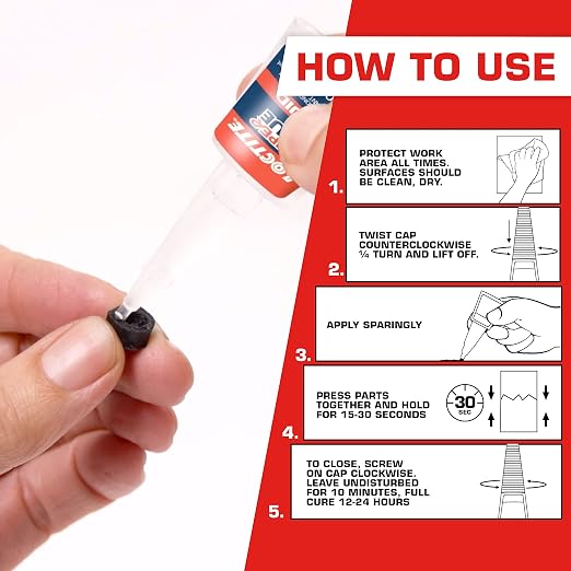 Loctite Super Glue Liquid Longneck Bottle, 5g Bottle (Pack of 6) Instant Adhesive for Plastic, Wood & Metal, Clear Superglue with Extra Long Precision Nozzle, Quick‑Dry Formula