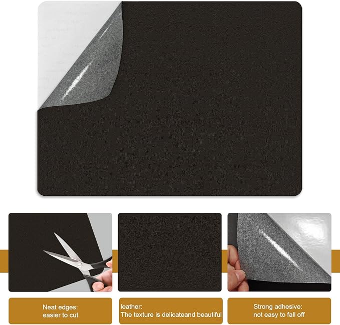 IANZE 2Pcs Leather Repair Patch, Self Adhesive Leather Repair Patch for Car Seats, Couches, Furniture, Sofa, Handbags, Office Chair (Black Brown)