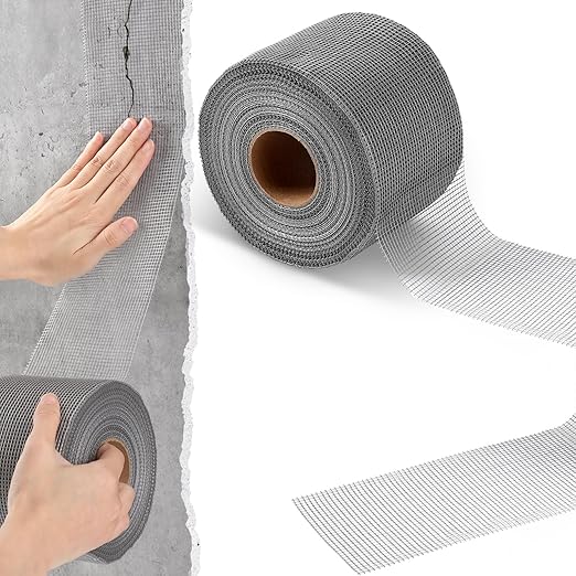 250 ft x 4 Inch Cement Board Joint Tape Self Adhesive Durable Gray Fiberglass Mesh Drywall Mesh Repair Tape for Cement Board Joints Repairing, Sealing and Strengthening
