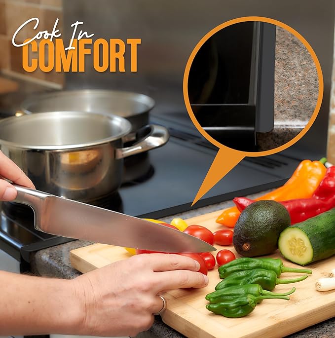 Linda’s Essentials Stove Gap Covers Stainless Steel (2 Pack), 316 Stainless Steel Stove Gap Covers Heat Resistant Oven Gap Filler Seals Spaces Between Stovetop and Counter (25.4 Inches, Black (Steel))