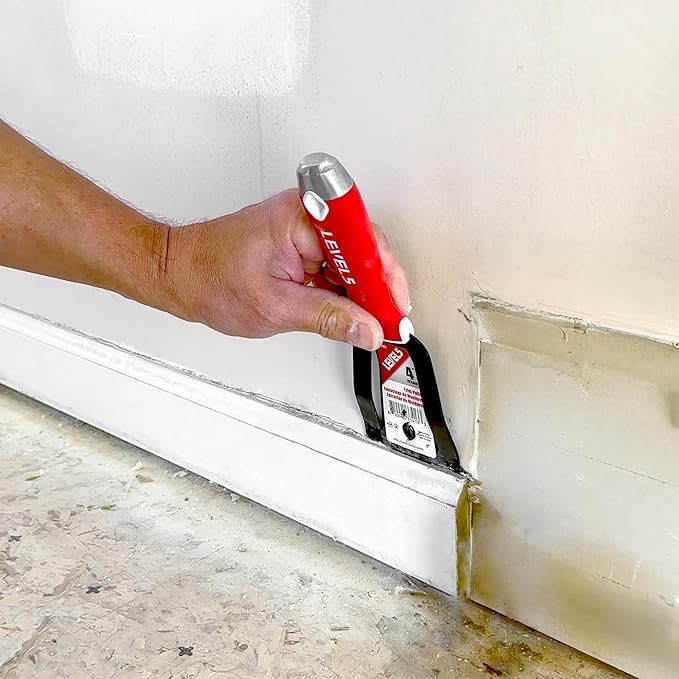LEVEL5 4” Trim Puller & Multi-Tool | Baseboard and Trim Removal, Caulk Removal, Scraping, Pulling Brad Nails | Metal Hammer End & Soft-Grip Handle | 5-203