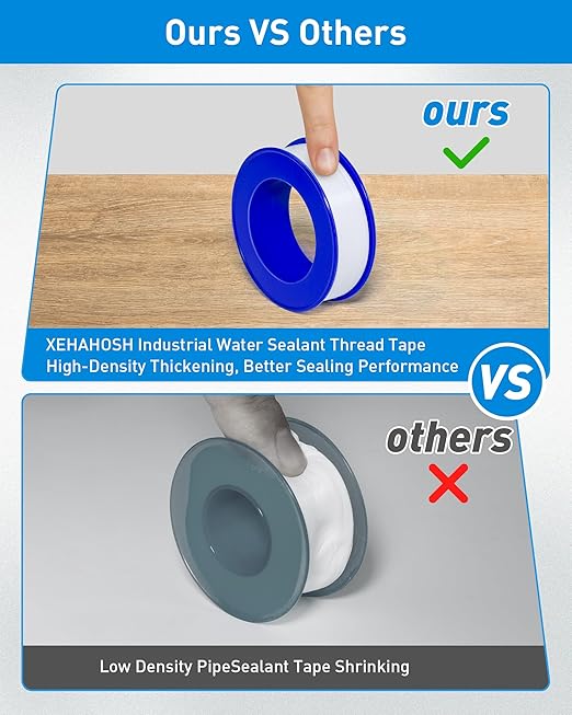 3 Roll Plumbers Teflon Tape, Water Pipe Sealing, Plumbing, High-Density Performance Waterproof Duct, Thread Seal Tape. L 390 in x W 0.47 in. Blue
