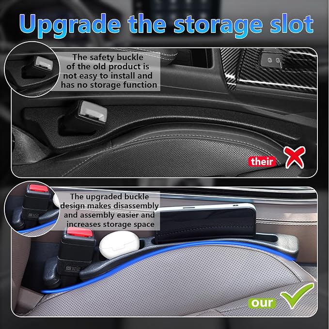 【Compatible with Honda Civic】Seat Gap Filler,No Drop Seat Guard Compatible with Honda Civic,Car Seat Side Gap Filler Organizer,Drop Seat Guards for Cars(2Pcs),Emergency Keychain Car Escape Tool(2Pcs)