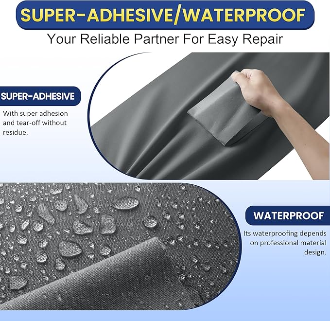 Self-Adhesive Canvas Repair Tape, 8.3" x 11" Waterproof Canvas Repair Patch, Fabric Patch Repairs Kit for Furniture, Tents, Sunbrellas, Boat Covers Awnings, Couches, Clothes, Bags Dark Gray