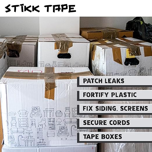 STIKK Duct Tape, White, 3" x 25 Yards, Adhesive Tapes for Repairs, Heavy Duty Waterproof Tape for Household Projects, Commercial HVAC and Construction