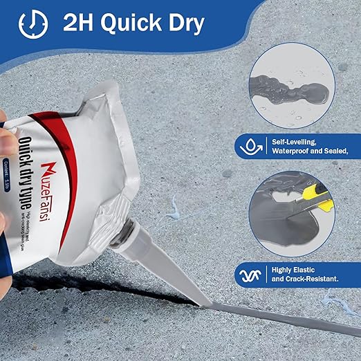 Cement Crack Sealant,Premium Concrete Crack Filler, Waterproof Repair Sealant, Weather-Resistant Caulking Glue, Quick-Drying Sealing Adhesive for Concrete(2 pcs)