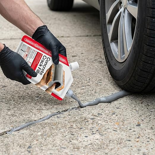 Concrete Crack Filler 4-Pack 4.4LB Grey, Self-Leveling High Elasticity Cement Sealant, Waterproof Repair Caulk for Driveway, Patio, Sidewalk, Garage, Basement– Professional-Grade Durability