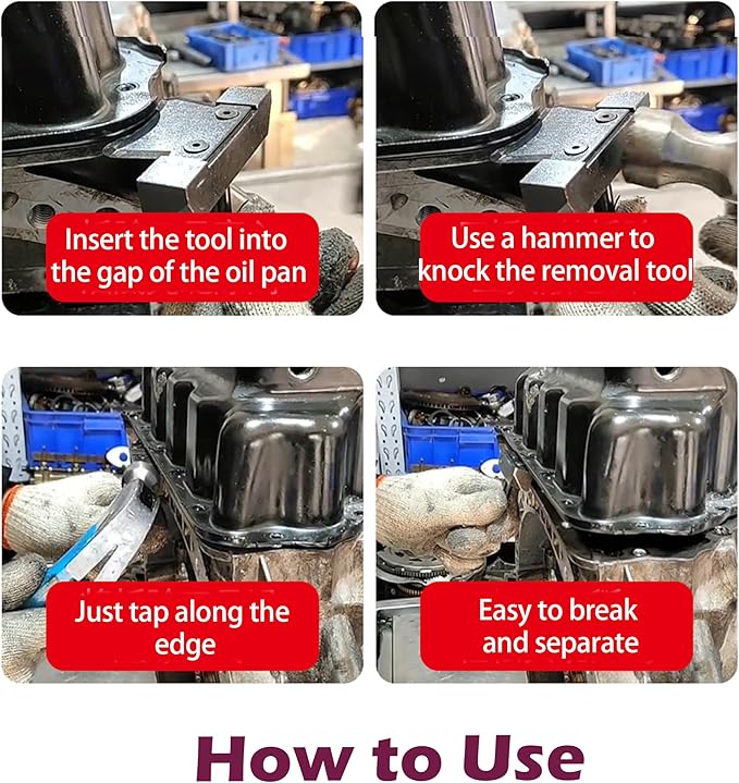 Oil Pan Separator Tool, Gasket Remover & RTV Sealant Removal Kit –Metal Scraper for Engine/Transmission Pans, Fits Most Vehicles