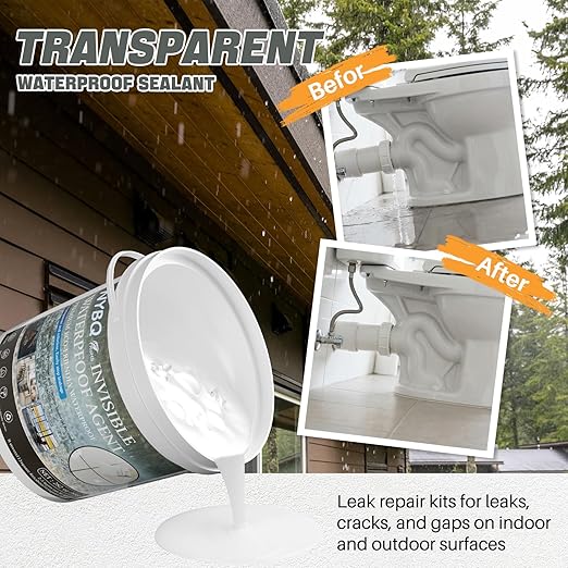 NYBQ Waterproof Sealant Coating 282oz，Transparent Invisible Waterproof Agent, Super Strong Anti-Leakage Polyurethane Coating for Bathroom, Roofs, Kitchen, Patio, Walls, Indoor & Outdoor