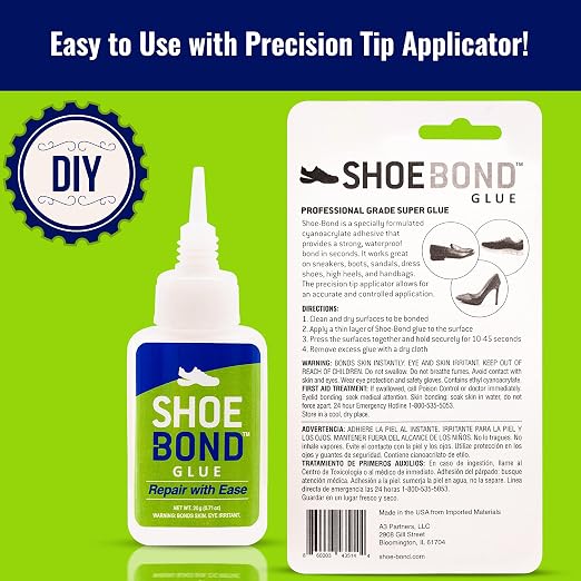 Shoe Glue - Professional Grade, Clear, Waterproof, Quick Drying, Ideal for Hiking Boots, Sneakers, Sandals, and More